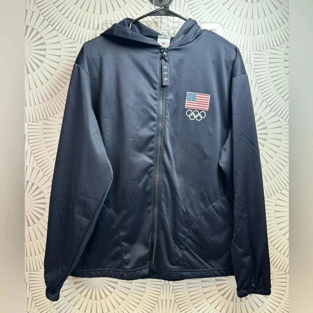 United States Olympic Committee Navy Blue Full Zipper Jacket‎ Size Large